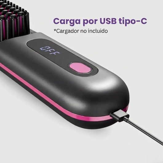 Mini Cepillo Alisador - Cabello de peluquería en 5 minutos. Donde sea. Sin cables