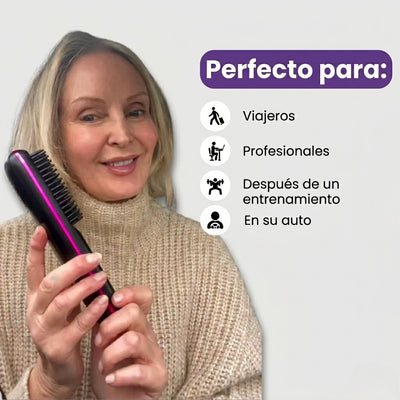 Mini Cepillo Alisador - Cabello de peluquería en 5 minutos. Donde sea. Sin cables